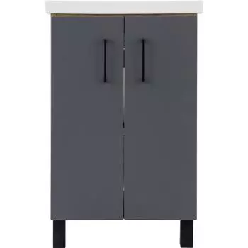 Тумба под раковину Акваль Лофт 50 см напольная цвет дуб вотан/серый матовый