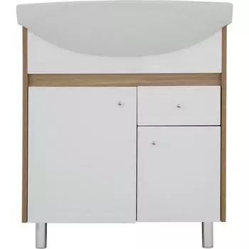 Тумба под раковину напольная «Магнолия» 75 см цвет белый/дуб янтарный