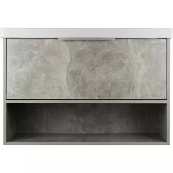 Тумба под раковину подвесная «Дана» 90 см цвет серый цемент