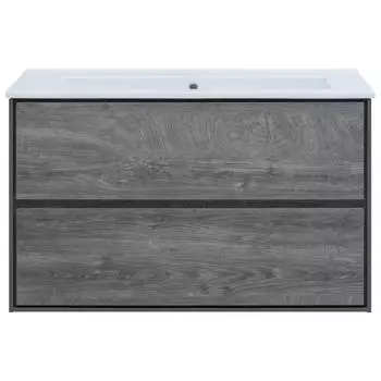 Тумба под раковину Aquanet Мокка подвесная 105 см цвет серый дуб