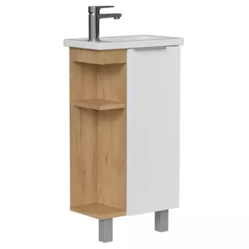 Тумба под раковину Сохо Konsensa напольная 40 см цвет дуб гудзон золотой/белый софт тач