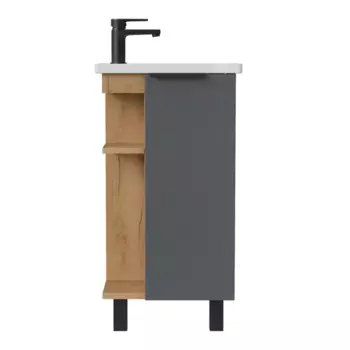 Тумба под раковину Сохо Konsensa напольная 40 см цвет дуб гудзон золотой/серый софт тач