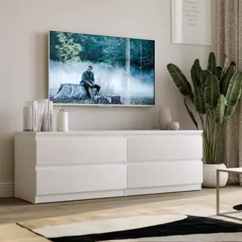 Тумба под телевизор Шведский стандарт Праксис 129.7x54.2x39.6 см Кдсп цвет белый