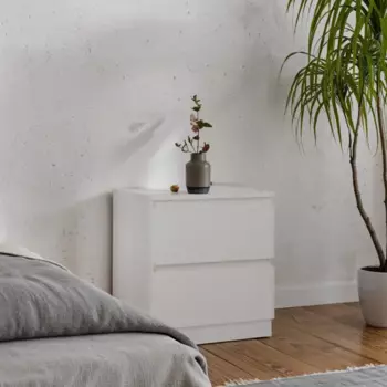 Тумба прикроватная 2 ящика 49x53.8x38.2 см ЛДСП цвет белый шагрень