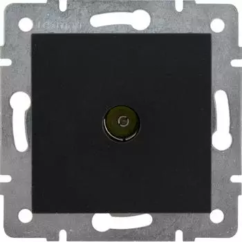 ТВ-розетка оконечная встраиваемая Lexman Виктория шлейф,цвет чёрный бархат матовый