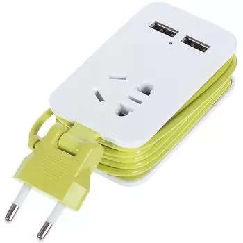 Удлинитель-шнур на рамке Uniel 1 розетка без заземления 2x0.5 мм 1.5 м цвет белый/салатовый