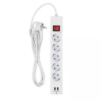 Удлинитель бытовой Duwi 32078 5 розеток с заземлением 3x1.5 мм 3 м цвет белый
