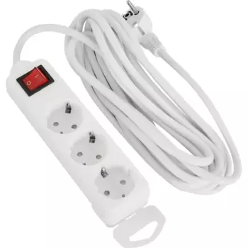 Удлинитель бытовой Lexman 3 розетки с заземлением 3x1.5 мм 5 м 3500 Вт с креплением и выключателем