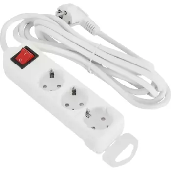 Удлинитель бытовой Lexman 3 розетки с заземлением 3x1.5 мм 3 м 3500 Вт с креплением и выключателем