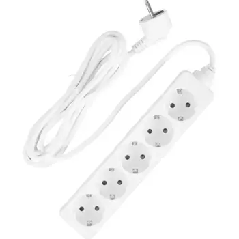Удлинитель бытовой Lexman 5 розеток с заземлением 3x1.5 мм 3 м 3500 Вт цвет белый