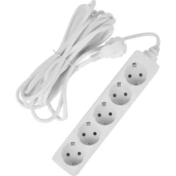 Удлинитель бытовой Lexman 5 розеток с заземлением 3x1.5 мм 5 м 3500 Вт цвет белый