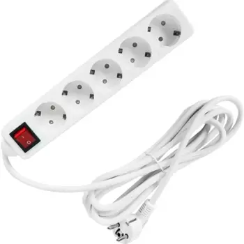 Удлинитель бытовой Lexman КН 5 розеток с заземлением 3 м 3x1.5 цвет белый