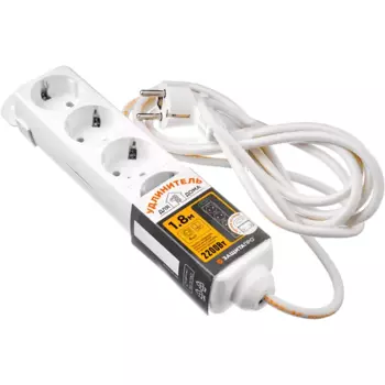 Удлинитель бытовой Защита Про 4 розетки с заземлением 3x0.75 мм 1.8 м 2200 Вт цвет белый