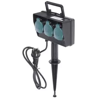 Удлинитель на пике Electraline 3 розетки с заземлением 3x1 мм 1.5 м цвет черный