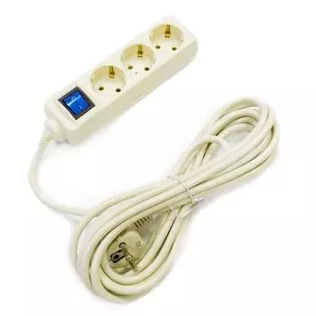 Удлинитель бытовой Skybeam 3 розетки с заземлением 3x1.5 мм 5 м 3500 Вт цвет бежевый