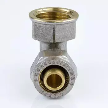 Уголок обжимной Aquasfera внутренняя резьба 3/4"х16 мм никелированная латунь