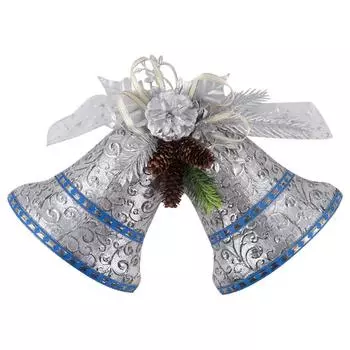 Украшение «Колокола серебристо-синие» 20 см