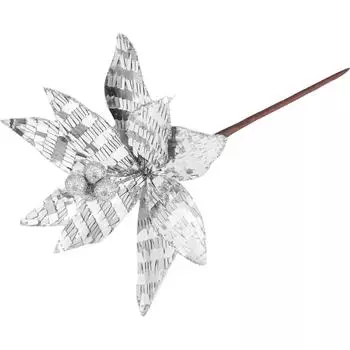 Украшение «Листочек дерева» 17 см цвет серебро