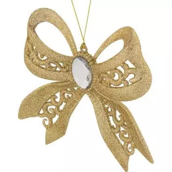 Украшение новогоднее «Бант», пластик, цвет золото