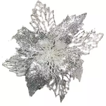 Украшение новогоднее «Цветок Рождественник», пластик, цвет бриллиантовый