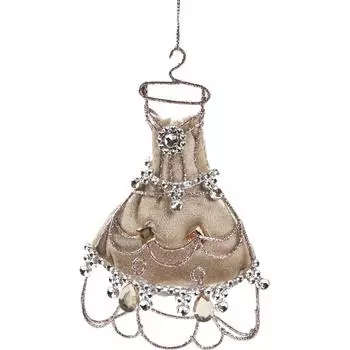 Украшение новогоднее «Платье», 13 см, цвет розовый/золотой