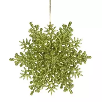Украшение новогоднее «Снежинка Классика», 4 см, пластик, цвет салатовый
