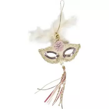 Украшение ёлочное «Маскарадная маска», 16 см, цвет розовый/золотой