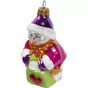 Украшение ёлочное «Снеговичок Дружок», 10 см, стекло