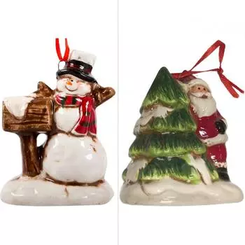 Украшение ёлочное Снеговик/Дед Мороз в ассортименте 9.5 см керамика