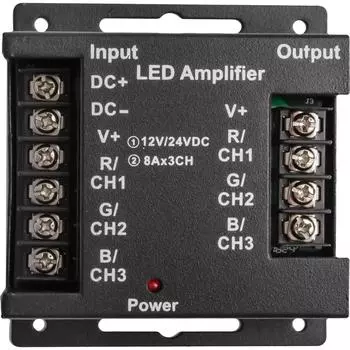 Усилитель RGB 12-24 В 288 Вт 5 А на канал до 20 м ленты IP33