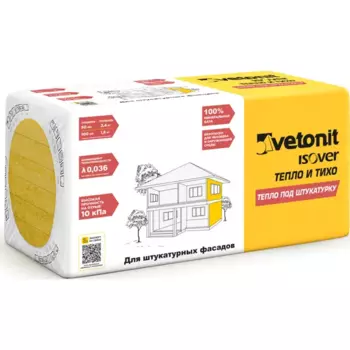 Утеплитель Isover Тепло под штукатурку 100 мм 3 шт 600x1000 мм 1.8 м