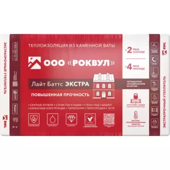 Утеплитель Роквул Лайт Баттс Экстра 50 мм 8 шт 600x1000 мм 4.8 м