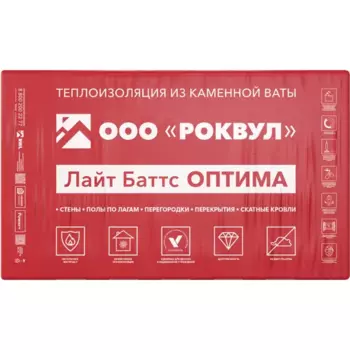 Утеплитель Роквул Лайт Баттс Оптима 100 мм 5 шт 600x1000 мм 3 м