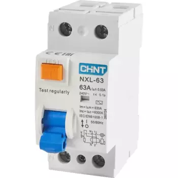 УЗО CHINT NXB-63S 2P 63 A 30 мА 6 кА AC