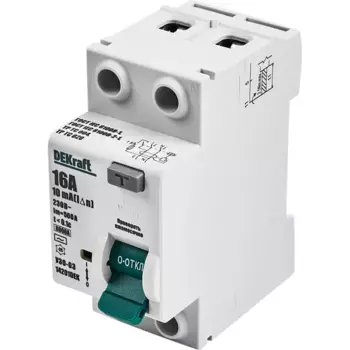 УЗО Dekraft ВДТ УЗО-03 2P 16 А 10 мА 6 кА АС14201DEK