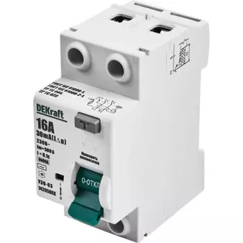 УЗО Dekraft ВДТ УЗО-03 2P 16 А 30 мА 6 кА АС14205DEK