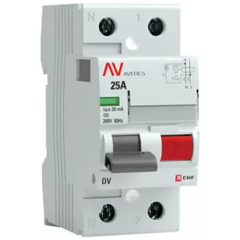 УЗО EKF Averes DV 2P 25 A 30 мА 10 кА AC rccb-2-25-30-ac-av