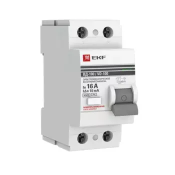 УЗО EKF PROxima ВД-100 2P 16 A 10 мА 4.5 кА AC elcb-2-16-10-em-pro