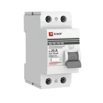 УЗО EKF PROxima ВД-100 2P 25 A 10 мА 4.5 кА AC elcb-2-25-10-em-pro