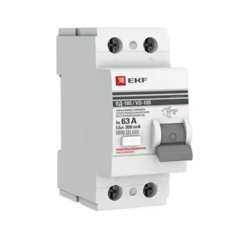 УЗО EKF PROxima ВД-100 2P 63 A 300 мА 4.5 кА AC elcb-2-63-300-em-pro