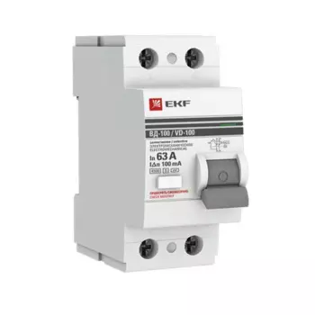 УЗО EKF PROxima ВД-100 2P 63 A 100 мА 4.5 кА AC