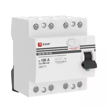 УЗО EKF PROxima ВД-100 4P 100 A 300 мА 4.5 кА AC elcb-4-100-300-em-pro