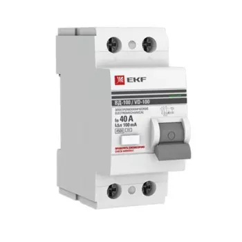 УЗО EKF ВД-100 2P 40 А 100 мА 4.5 кА АС elcb-2-40-100-em-pro