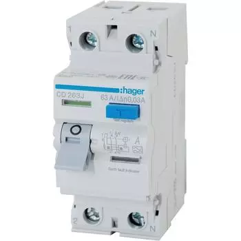 УЗО Hager 2 полюса 63 А 30 мА CD263j