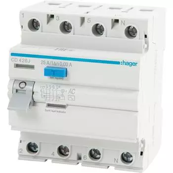 УЗО Hager CD426J 3P N 25 A 30 мА AC