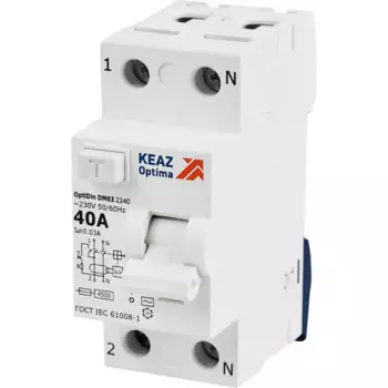 УЗО КЭАЗ 2P 40 А 30 мА 4.5 кА АС