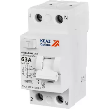 УЗО КЭАЗ 2P 63 А 30 мА 4.5 кА АС