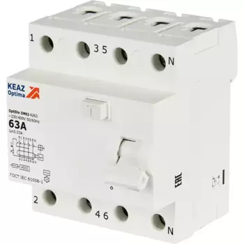УЗО КЭАЗ 4P 63 А 30 мА 4.5 кА АС