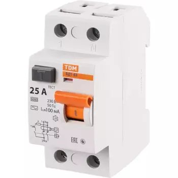 УЗО Tdm Electric ВД1-63 2P 25 A 100 мА 4.5 кА AC SQ0203-0005