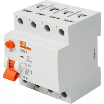 УЗО Tdm Electric ВД1-63 4P 100 A 300 мА 4.5 кА AC SQ0203-0049